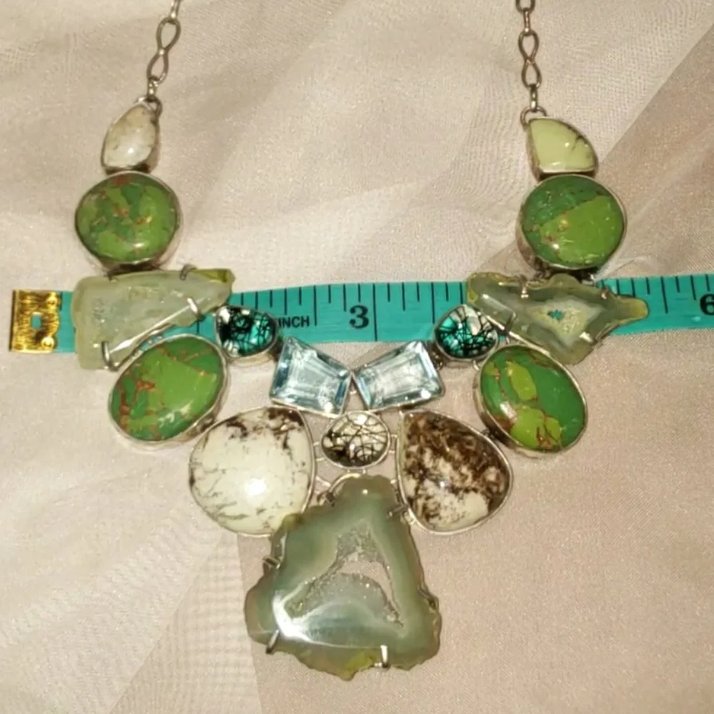 Showstopping Multi-Gemstone Extravaganza Statement Necklace - Picture 14 of 16